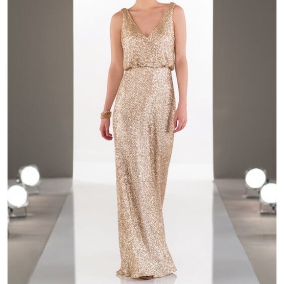 sorella vita gold sequin bridesmaid dress